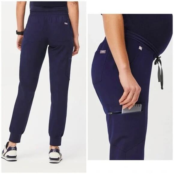 FIGS Maternity Navy Jogger Scrub Pants Zamora L/P Petite Large Stretch Nurse - Picture 2 of 11